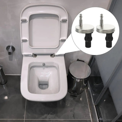 Premium Quick Release Toilet Seat Hinge Kit With Top Mount Hardware Includes Screws And Nuts For Standard Toilets shown from above with mount clips.