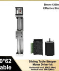 Straight Up Manual Ball Screw Linear Actuator With Buttery Smooth Glide 60mm Width CNC Stage Slides And Rock Solid Nema 23 57mm Mount SFU1605 assembly with motor driver and specs.