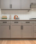 Straight Up Gorgeous Matte Black Cabinet Handles 5 Inch Length With 3 Inch Hole Center Damn Clean Kitchen Drawer Pulls And Wardrobe Cupboard Knobs Easy Install 6 Pack Real Deal Upgrade on grey cabinets.