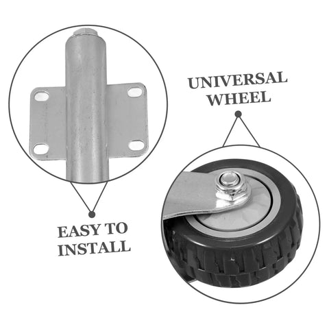 Heavy Duty Gate Helper Wheel With Spring Shock Absorber And Rugged Steel Swivel Caster For No Sweat Yard Gate Rolling and Effortless Outdoor Operation showing universal wheel and installation bracket.