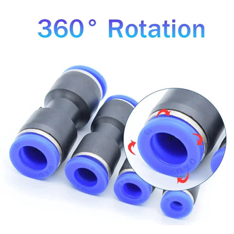 Plug And Play Pneumatic Fittings Plastic Connector Kit For Air And Water Hose Tubing Push In Straight Quick Connectors close-up
