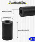 Heavy Duty Eight Piece Rubber Spacers Rig Ready Anti Vibration Pads For Auto And Marine Rigs Thick Black Washers 45mm tall.