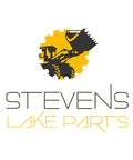 Logo of Stevens Lake Parts featuring a construction vehicle silhouette and gear design in yellow and black.