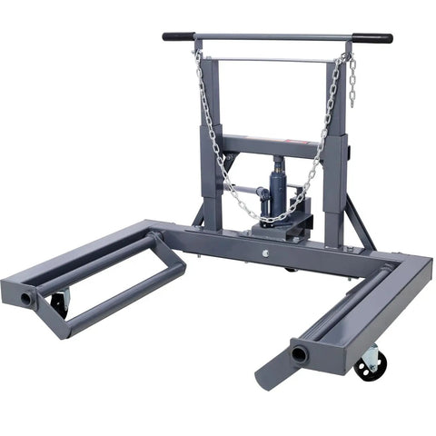 Dual Wheel Truck Dolly With Integrated Jack And 1500 Lb Capacity Adjustable Height For Heavy Trucks with stable frame and casters.