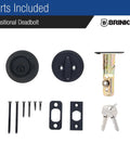 Parts included for Matte Black Transitional Single Cylinder Deadbolt Lock For Home Security ANSI Grade 2 1 Inch Bolt Anti Saw Pin Anti Pry