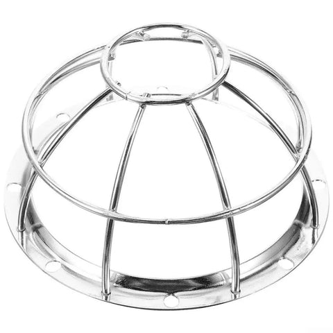 Straight Up Tough Heavy Duty Iron Smoke Detector Protective Cover With Sprinkler Cage Bracket And Rock Solid Wire Mesh Guard top view of silver steel guard