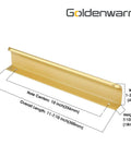 10 Pack 10 Inch Matte Gold Finger Pulls Level Up Your Kitchen Game With Smooth Cabinet Edge Hardware For Cupboards Brushed Brass Finish Heavy Duty Aluminum Alloy Drawer Handles That Rock Your Home Decor Project measurement image with dimensions shown.