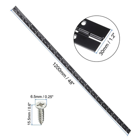 48 Inch Piano Hinge Stainless Steel Continuous Door Hardware Black Coated Custom Cuttable Heavy Duty cabinet fixture with pre drilled holes