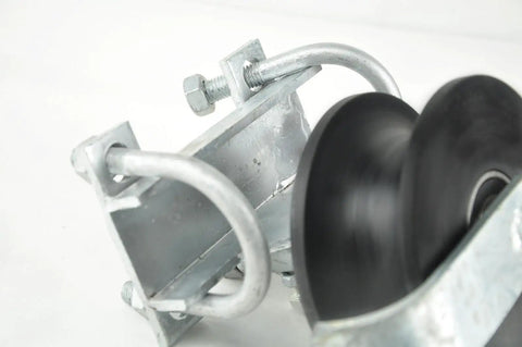 Heavy Duty Nylon Sliding Gate Rollers For Chain Link Fences Built Tough Pipe Track Wheels with galvanized steel mounting hardware.