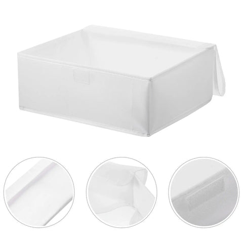 Premium Collapsible Oxford Cloth Drawer Organizer With Lid For Underwear Bras And Bathing Suits in white fabric.