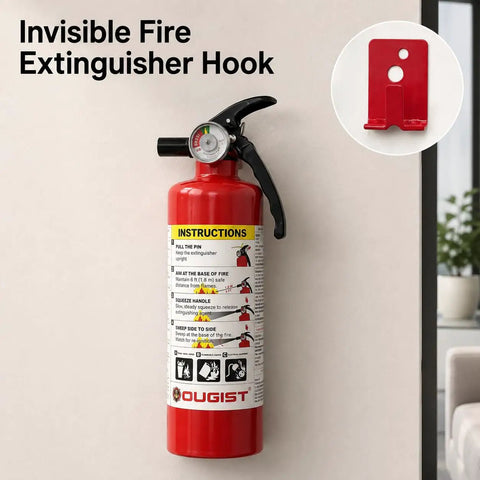 Heavy Duty ABC Fire Extinguisher Two Point Five Pound Dry Chemical mounted on wall with instructions visible.