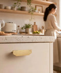 Top Shelf Gold Drawer Pulls 2 Pack 5.5 Inch Cabinet Handles Traditional Retro Kitchen Vanity Hardware Solid Aluminum on drawer.