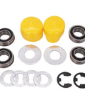Front Wheel Bearings Bushing To Bearing Conversion Kit For John Deere L100 L105 L108 L110 L120 L130 components set with yellow caps.