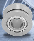 Premium V Groove Track Roller Guide Featuring Sealed Ball Bearing And Precision LV202 41ZZ Design For Industrial Equipment, front view.
