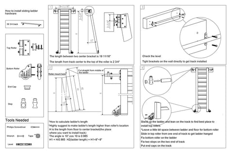 Instructions for installing Built Tough Sliding Barn Door Track Kit with 1000mm steel track and rollers.
