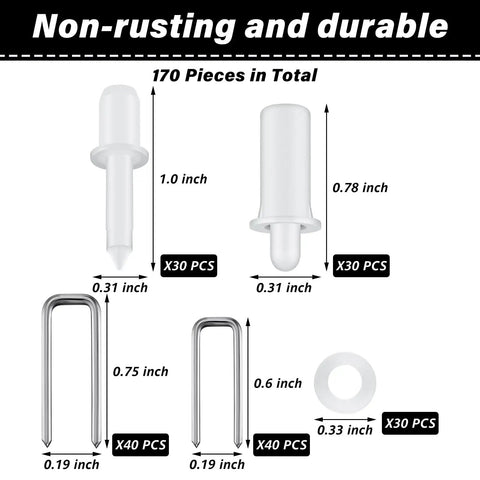 Top Notch Plantation Shutter Repair Kit 170 Piece Assortment Of Spring Pins Collar Brass Louver Staples For Quick Window Blind Fixup and No Sweat Home Refresh components including white pins and staples