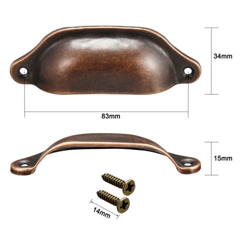 Top Tier Vintage Copper Cup Pulls For Kitchen Cabinets And Drawers 5 Pack 83mm carbon steel handles with screws