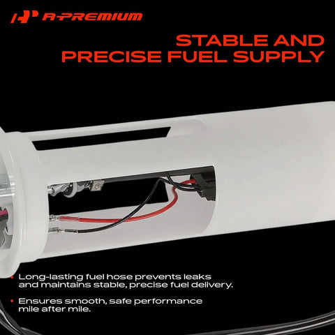 Top Shelf Electric Fuel Pump Module Assembly For Volvo 850 C70 S70 V70 With Sender And Filter shows internal wires and fuel hose.