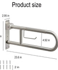 Super Sturdy Flip Up Toilet Grab Bar With Integrated Paper Holder Heavy Duty Stainless Steel Bathroom Safety Rail dimensions 23.6in x 11in.