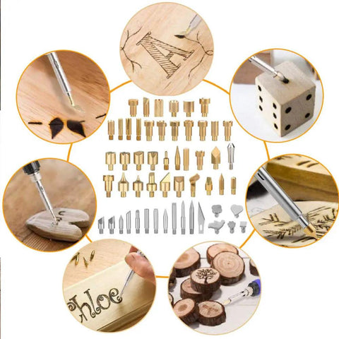 Wood Burning Kit With Adjustable Temperature Pyrography Pen 46-Piece Set For Adults Ergonomic Lightweight Handle Easy To Use