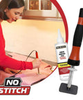 No Sew Electric Wand Kit With Premium Adhesive Powder For Clothing Repairs Heat Press Iron in use on pink fabric