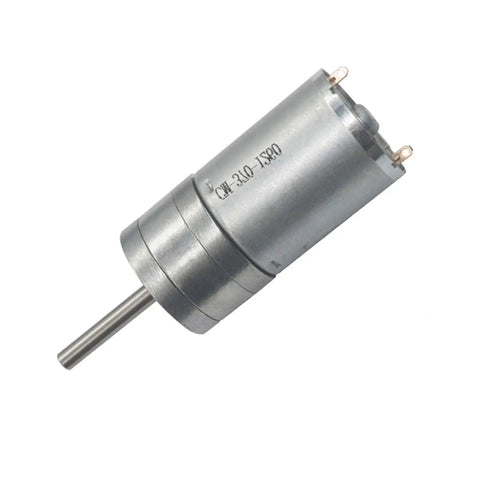 Beast Mode Low Speed High Torque DC Geared Motor 6V 12V 24V with silver iron casing and 4mm shaft for DIY robotics projects.