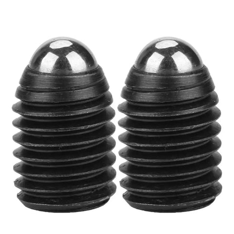 Rock Solid Heavy Duty Ball Plunger Screw Set M12x16 Threaded Positioning Fasteners With Hex Socket Spring Action For Cnc Jigs Fixtures And Industrial Machine Mounting 10 Piece Package, close-up of two ball plungers.