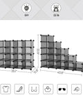 Interlocking 16 Cube Shoe Rack Storage Organizer For Closet Entryway Bedroom And Garage DIY Modular Shoe Cabinet Space Saver With Versatile Configurations Dimensions 12 X 35.1 X 27.2 Inches Grey