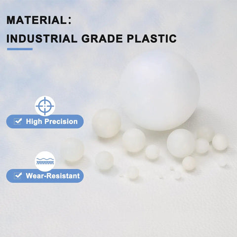 50 Piece White Nylon Bearing Balls 3mm Diameter G1 Precision Tolerance Ultra Slick Frosted Surface Top Shelf Quality Plastic Sphere Components Built Tough For Heavy Duty Grind And Reliable Performance displayed against a light background.