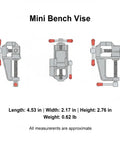 Mini Bench Vise, Compact Aluminum Bench Vise Clamp For Small Parts Portable Desktop Holding Tool For Precise Drilling And Filing Keeps Tiny Components Steady And Hands Free With A Sturdy Tightening Mechanism For A Secure Grip And Smooth DIY Assembly 1 Pack, 4.53 x 2.17 x 2.76 in