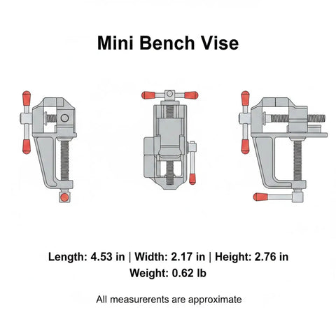 Mini Bench Vise, Compact Aluminum Bench Vise Clamp For Small Parts Portable Desktop Holding Tool For Precise Drilling And Filing Keeps Tiny Components Steady And Hands Free With A Sturdy Tightening Mechanism For A Secure Grip And Smooth DIY Assembly 1 Pack, 4.53 x 2.17 x 2.76 in