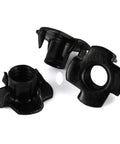 Heavy Duty 1/4-20 Black T Nuts With Four Prongs Zinc Plated Carbon Steel Tee Nuts for Woodworking and Furniture Assembly, pack of three.