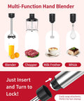Dead Simple Total Powerhouse 5in1 Immersion Blender With 1200W Motor And 20 Speed Settings hand blender attachments including blender, chopper, whisk.