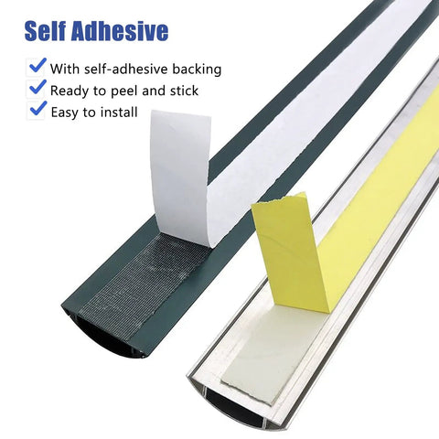 Cord Cover Aluminum Alloy Cable Raceway Kit, self-adhesive wire concealer, black silver finish, peel-and-stick backing