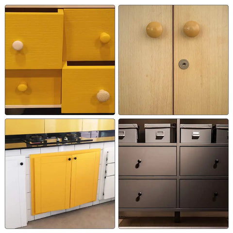 Round Wood Drawer Knobs In Red 5 Piece Set Of Compact 28Mm Cabinet Handles With Included M4 Screws Killer Finish For Kitchen Cupboard And Dresser Big Time Hardware Upgrade on yellow cabinets.
