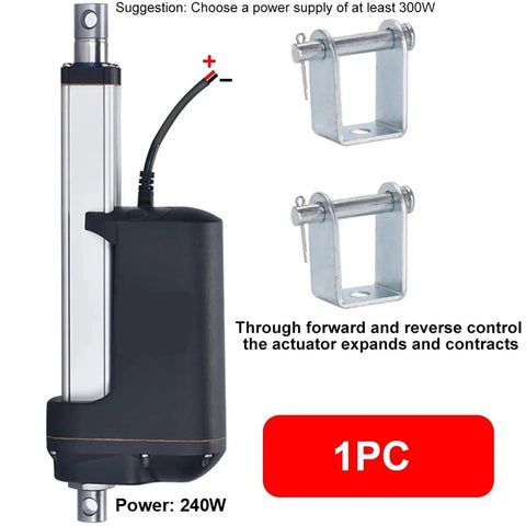 Heavy Duty Electric Linear Actuator 24V DC 900mm Stroke 10000N Rock Solid Heavy Lifter with connectors and power specs.