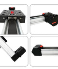 Badass 750W Belt Drive Linear Actuator With 2000Mm Stroke And 80Kg Carry Capacity Smooth Industrial Servo Motor Guide Rail Kit closeup of motor and guide rail