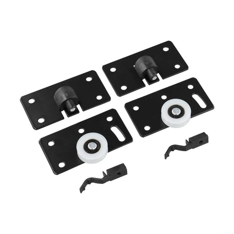 Heavy Duty Sliding Door Rollers For Closets And Wardrobes Concave Nylon Wheels With Adjustable Height showing two steel track rollers and wheels.