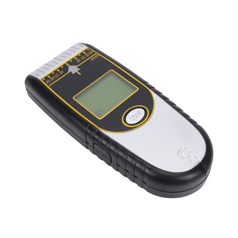 Fafeicy Digital Stud Finder with LCD Display, 7 Functions (Silver) showing a close-up view of its screen and buttons.
