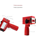 Compact Handheld Inkjet Printer With Four Point Three Inch Screen, Quick Dry Coding Machine For Barcodes Qr Codes And Batch Numbers showing USB interface and touch screen.