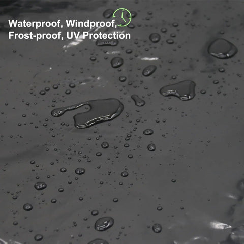 Heavy Duty Black Plastic Sheeting 4 Mil Weed Barrier for Gardens and Landscaping with raindrops on surface showing water resistance