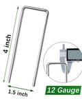 Heavy Duty 50 Pack Four Inch Landscape Staples Galvanized Ground Stakes For Weed Barriers Irrigation Tubing Landscaping Fabric And Lawn Or Garden Use Rust Resistant Durable Outdoor Staples Built For All Weather with dimensions and gauge