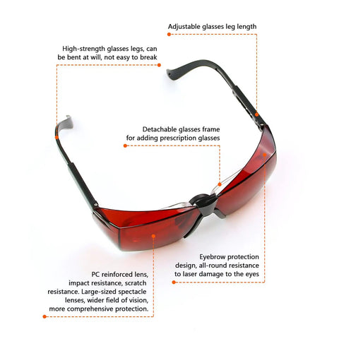 Heavy Duty Laser Safety Glasses Shield Your Peepers From Harmful Blue And Green Beams Across The 180 To 540 NM Spectrum With A Snug Wraparound Fit And Tough As Nails Impact Resistant Lenses showing adjustable frame and protective design.