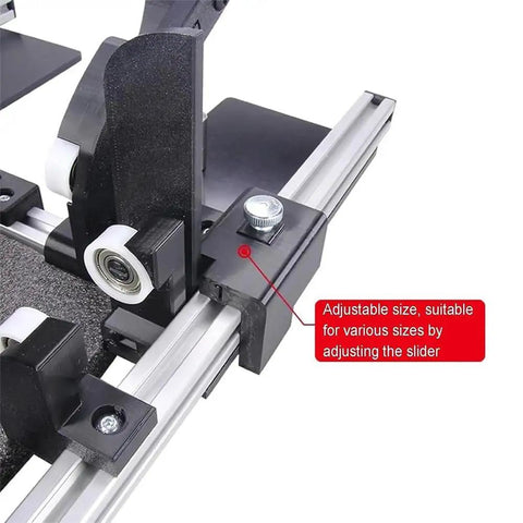 Super Adjustable Manual Box Folding Aid For Shipping Cardboard Containers Hassle Free Easy Pack Tool With Smooth Slider Mechanism close-up of adjustable slider mechanism.