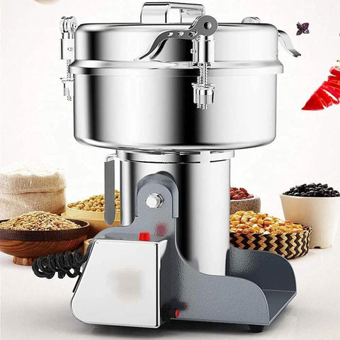 Electric Grain Mill With Stainless Steel Grinder, Heavy Duty Grain Crusher for Wheat Coffee Beans and Grains, Food Grade 304