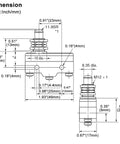 Technical drawing of General Purpose Micro Switch With Panel Mount Plunger, Momentary SPDT 1NO 1NC, dimensions in mm/inches