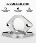 Shop Rated Road Ready 3 Inch 2 Bolt Exhaust Flange Connection Kit Forged From Tough 304 Stainless Steel With Complete Gasket Fastener Bundle For Custom Rides, showing stainless steel flange.