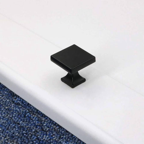 Black Square Cabinet Knobs 20 Pack 1.1 Inch Zinc Alloy Dresser And Kitchen Cabinet Hardware Heavy Duty Durable Flat Black Finish