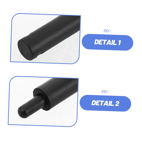 Close-up view of Smooth As Butter Soft Close Dampers 6 Pack Hydraulic Buffer Inserts for Drawers showing black cylindrical ends.