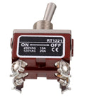 RT1221 DPST Toggle Switch 125V 20A And 250V 15A Rocker With Metal Waterproof Cap, 4 Terminal Pins, On Off view